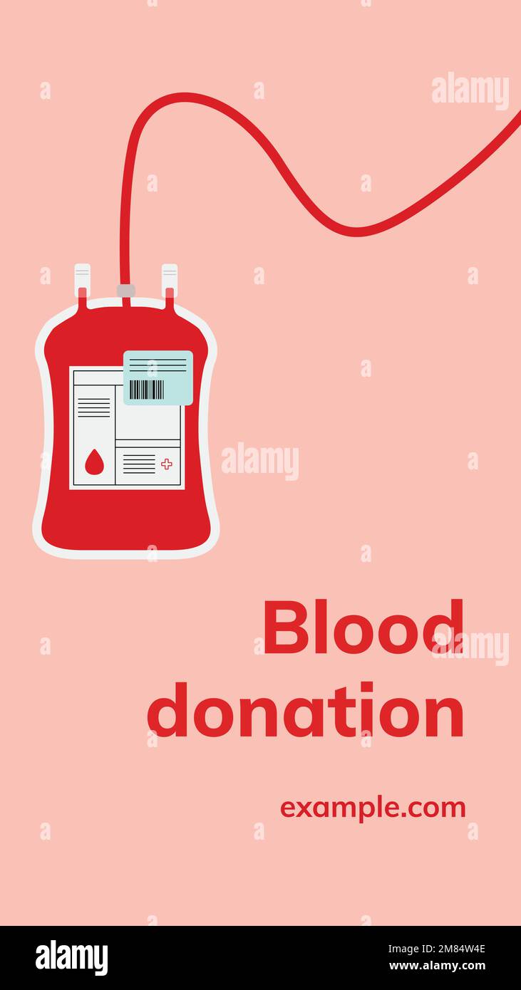Blood donation campaign template vector social media ad in minimal style Stock Vector