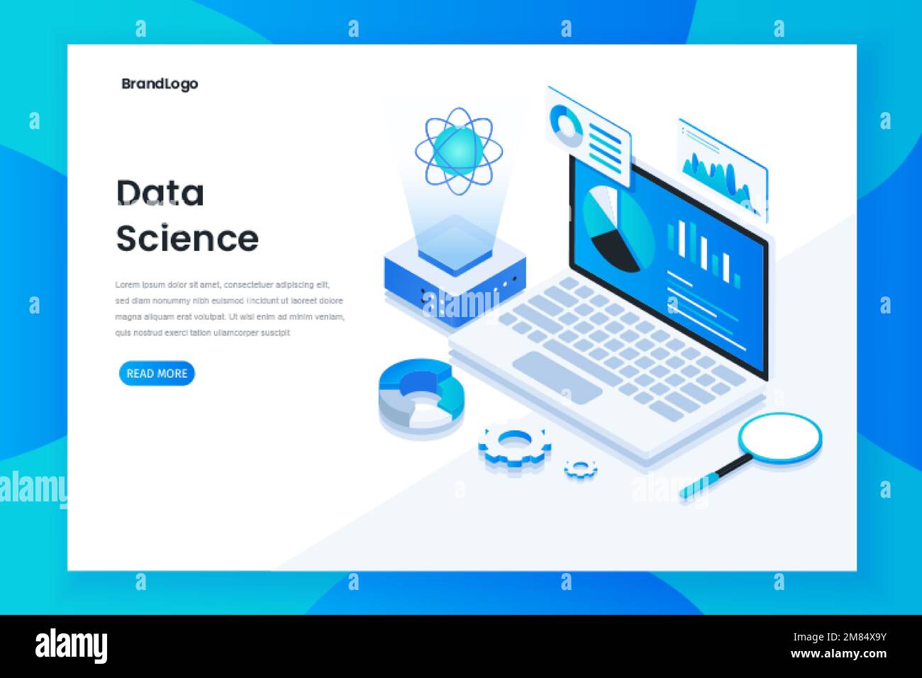 Modern flat design isometric concept of data science. Illustration for websites, landing pages, mobile applications, posters and banners Stock Vector