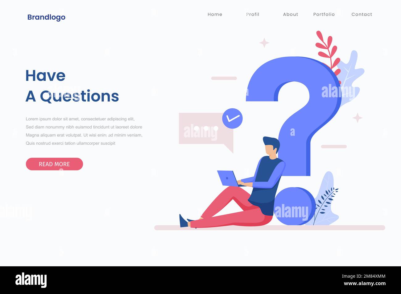 FAQ illustration landing page concept. That design can be used for ...