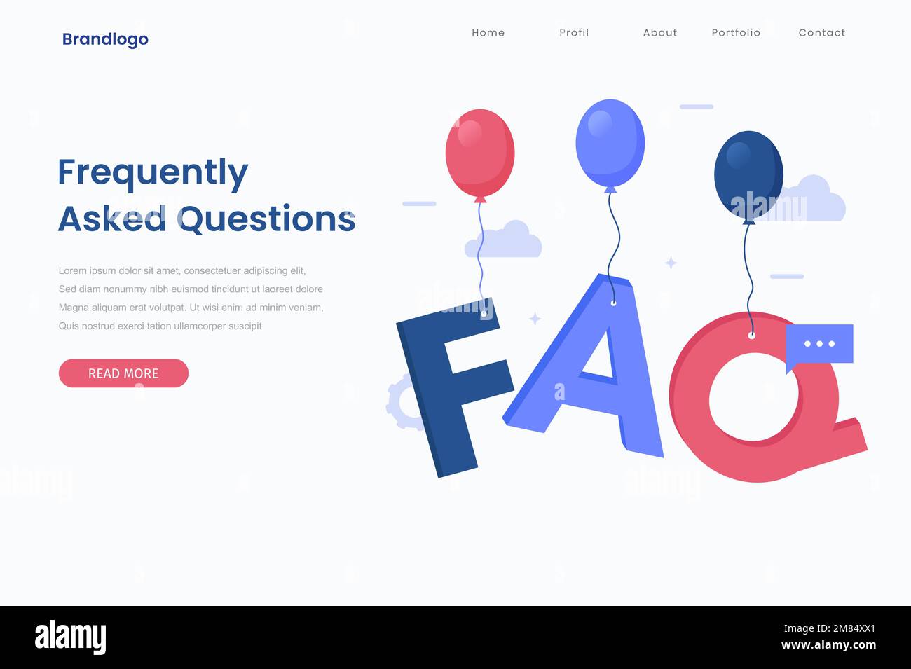 FAQ illustration landing page concept. That design can be used for ...