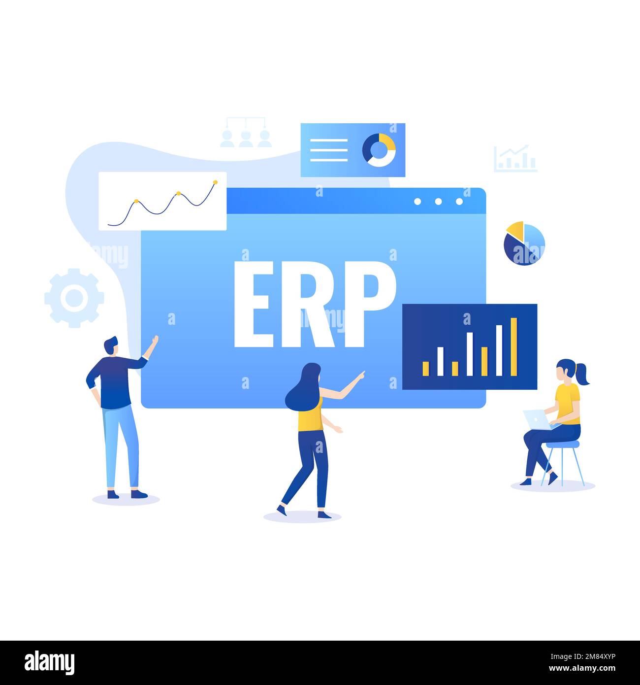 ERP Enterprise resource planning illustration. Illustration for websites, landing pages, mobile applications, posters and banners Stock Vector