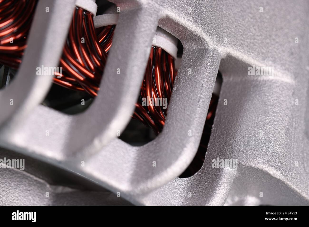 Electric motor stator closeup. Copper winding motor Stock Photo Alamy