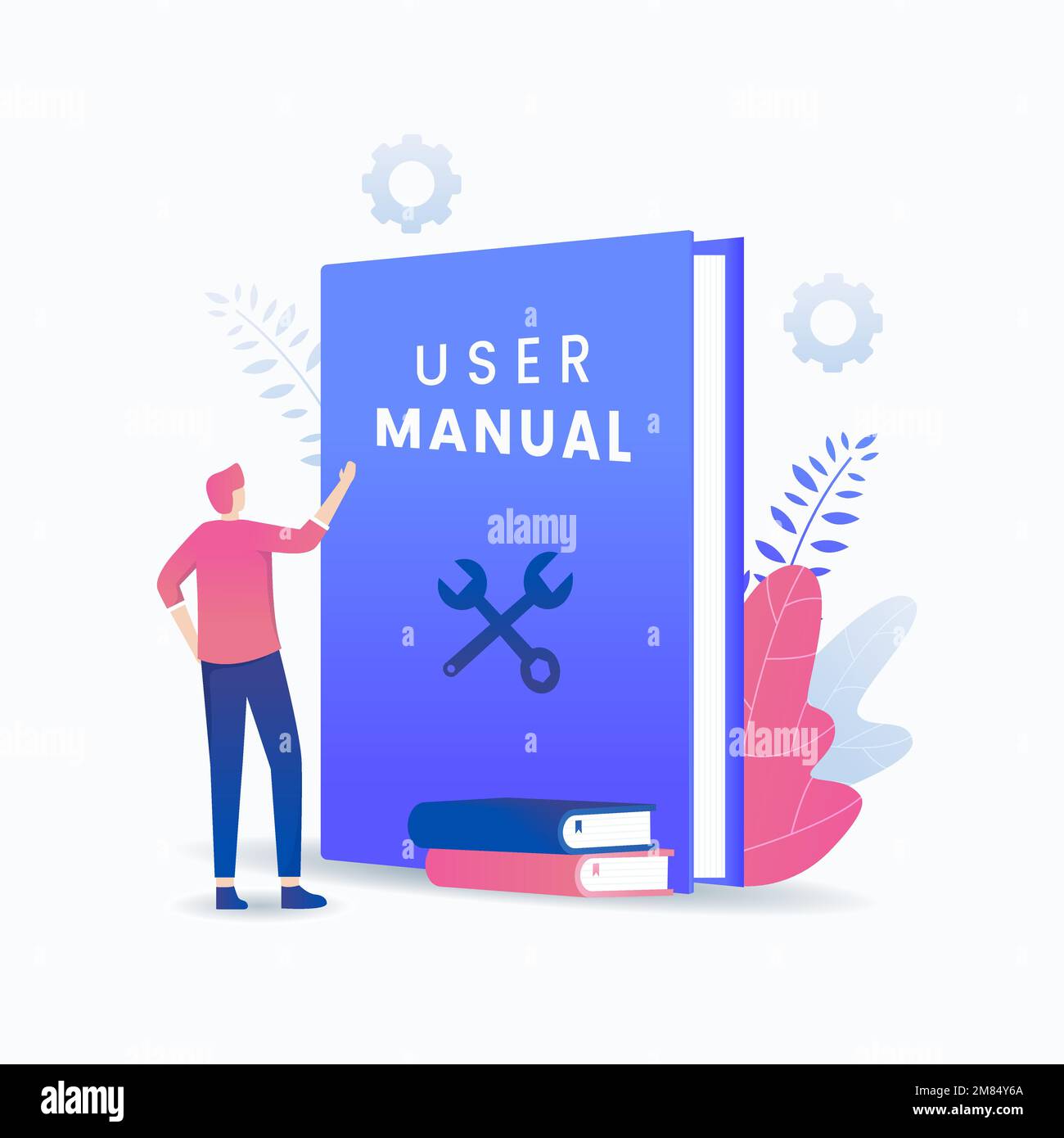 User manual book vector concept. Illustration for websites, landing pages, mobile applications, posters and banners. Stock Vector
