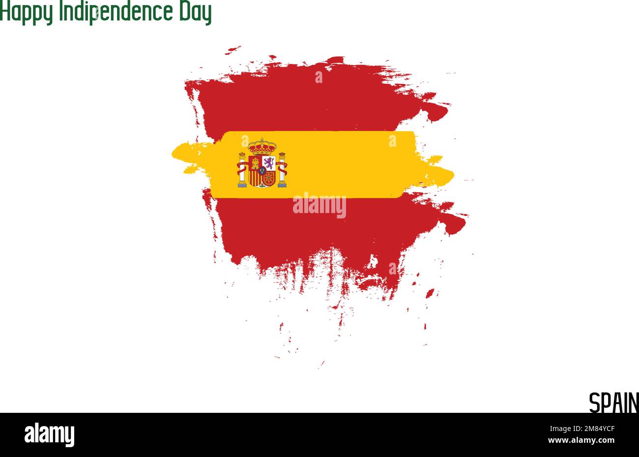 Spain National Flag Grunge Brush Stroke Vecctor Design Flag of Spain Stock Vector