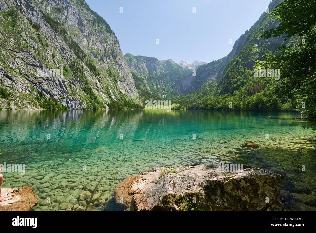 Kristallklarer Obersee im Nationalpark Berchtesgaden Stock Photo