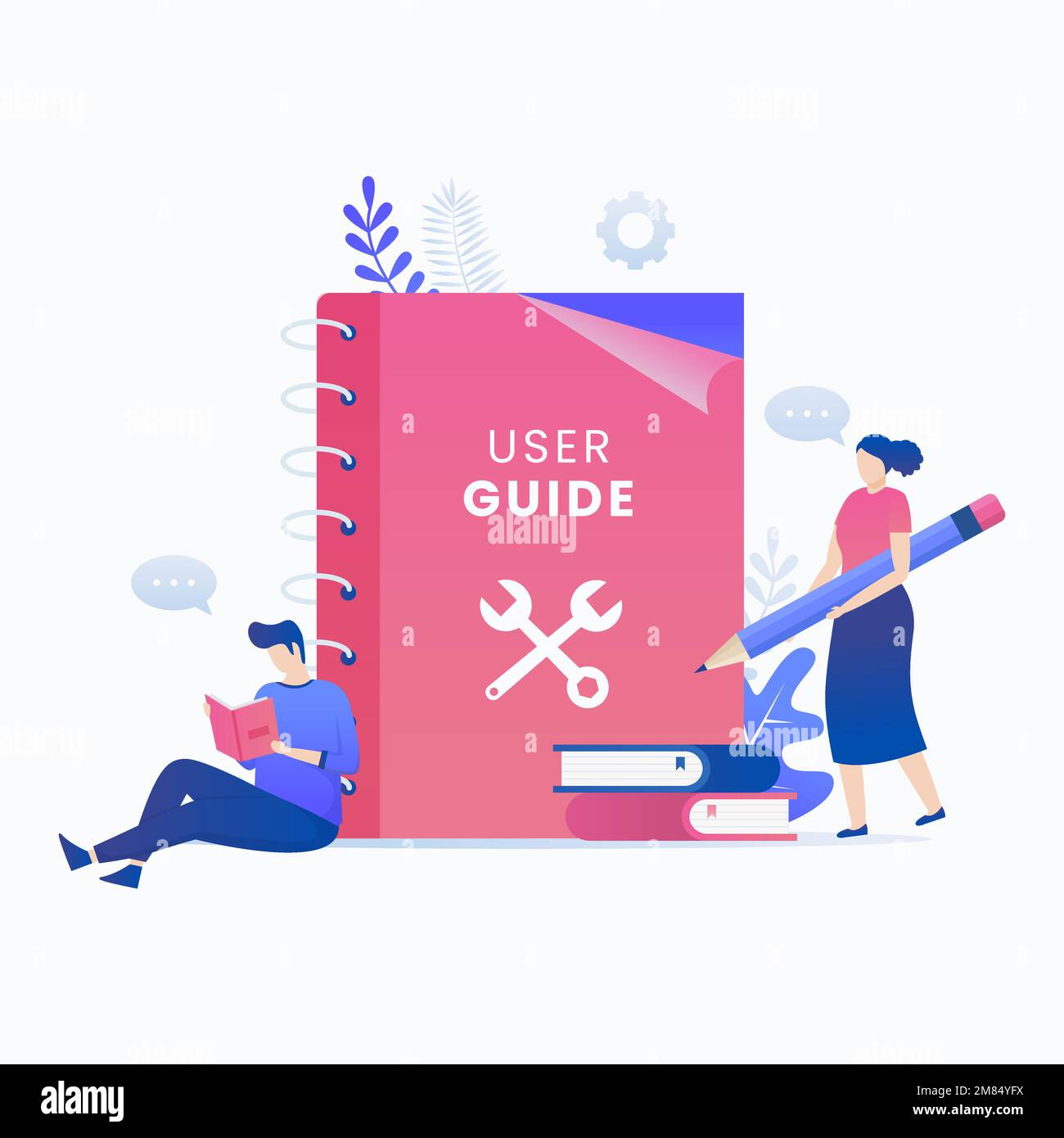 User manual book flat vector concept. Illustration for websites, landing pages, mobile applications, posters and banners. Stock Vector