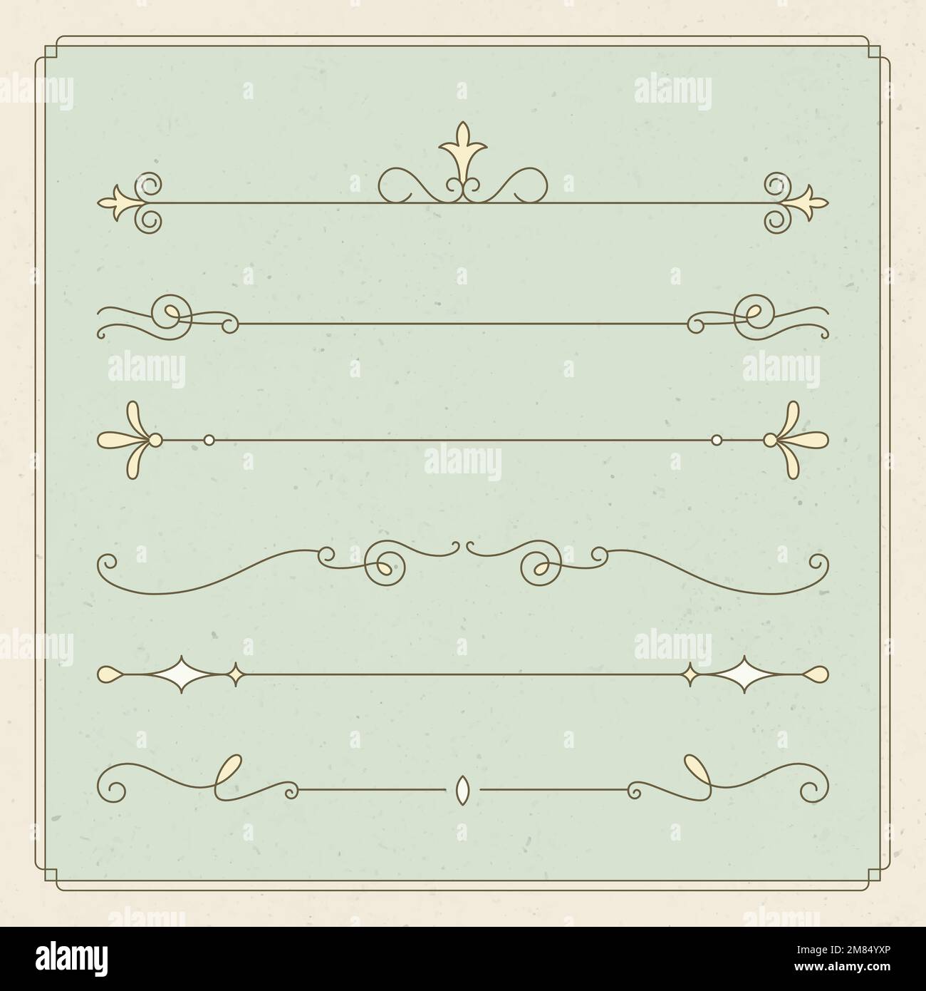 Vintage ornament vector set in yellow color Stock Vector Image & Art ...