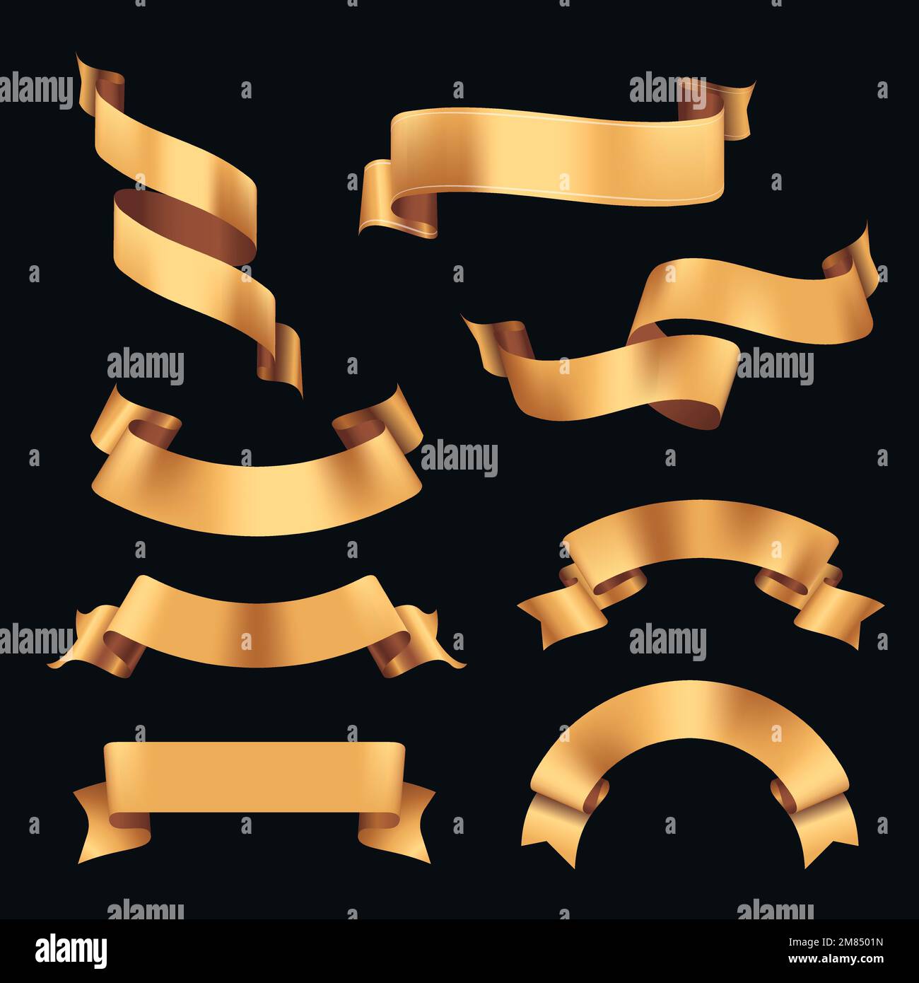Ribbon banner vector art, gold realistic label design set Stock Vector Image & Art Alamy