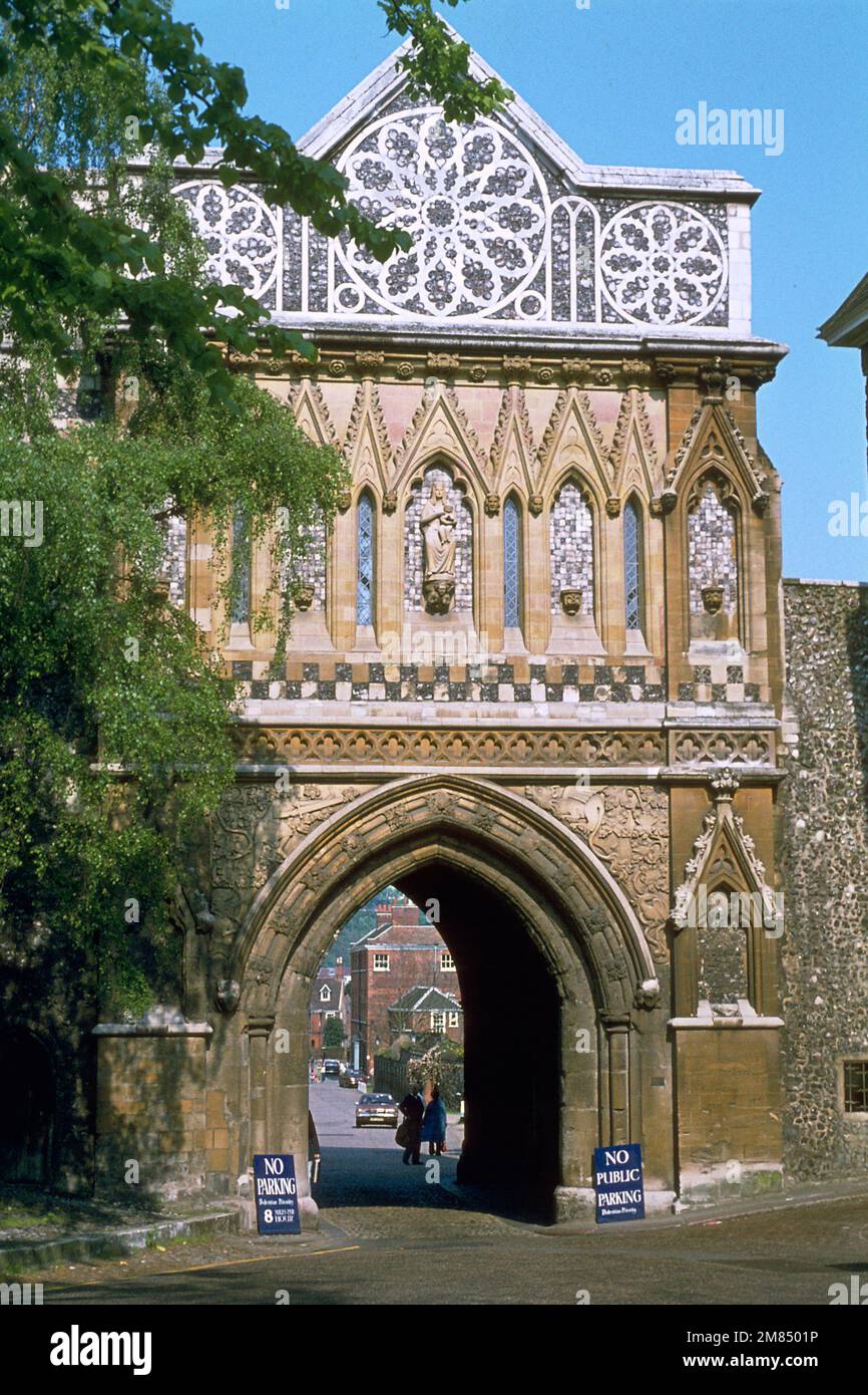 St Ethelbert's Gate at Norwich Cathedral in  1978. Norwich, Norfolk Stock Photo