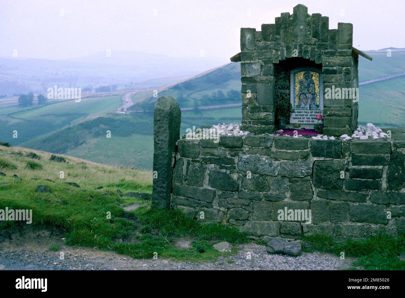 Goyt's Lane shrine to the Virgin Mary in 1978, near Buxton, Derbyshire Stock Photo