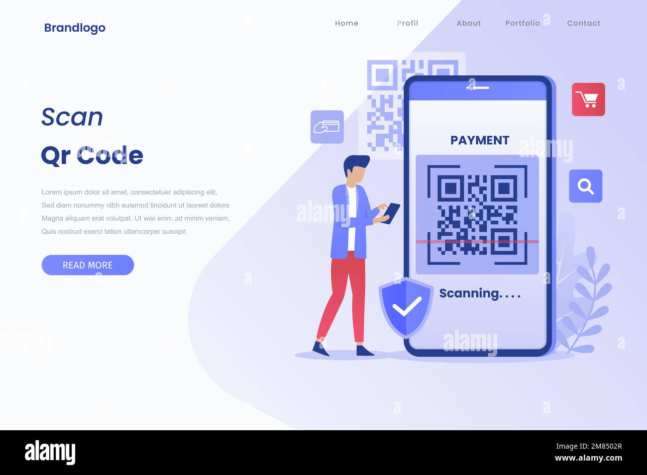 QR code verification illustration landing page. This design can be used ...