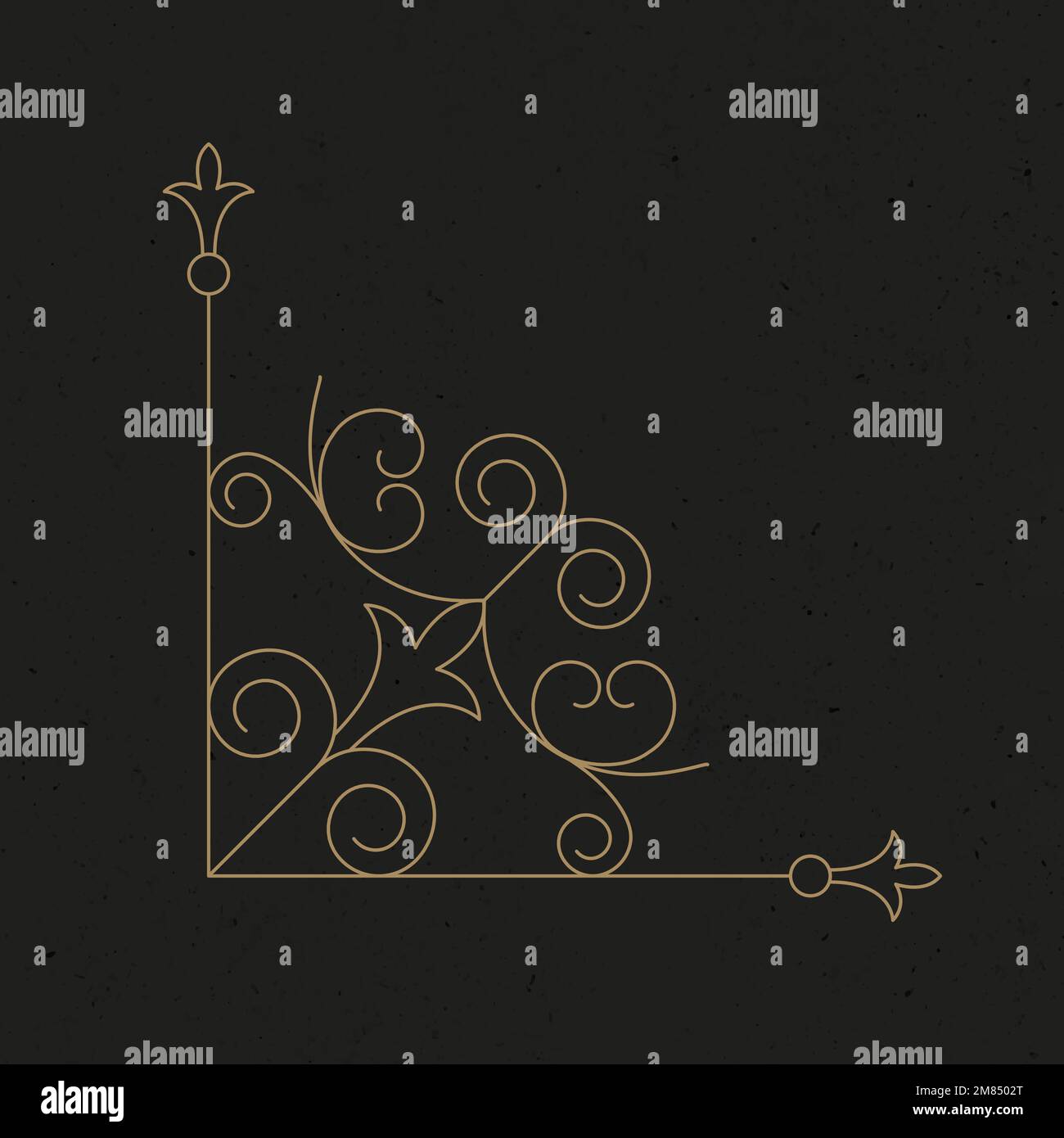 Gold ornament vector corner frame vintage style Stock Vector