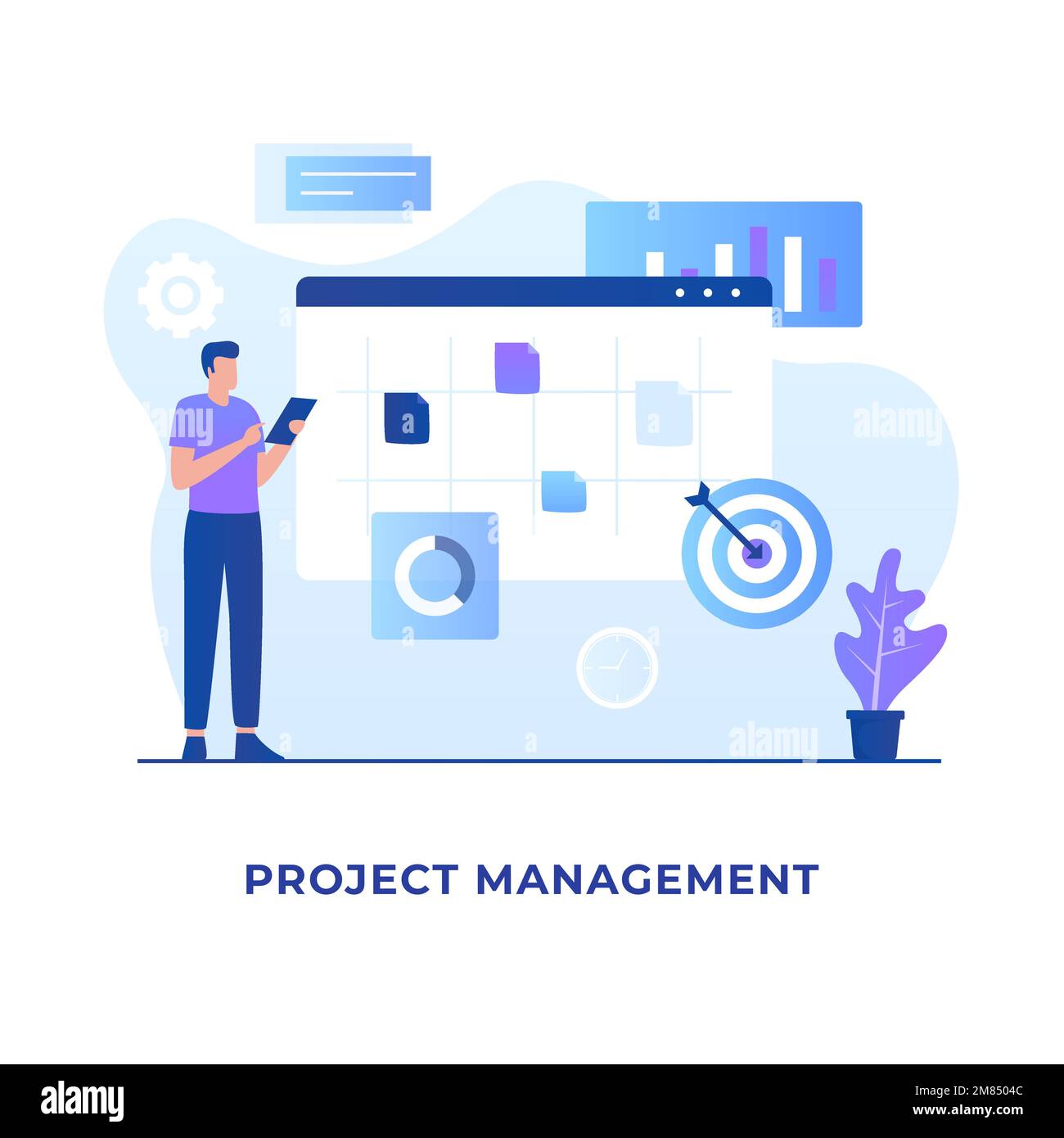 Flat design of project management concept. Illustration for websites ...