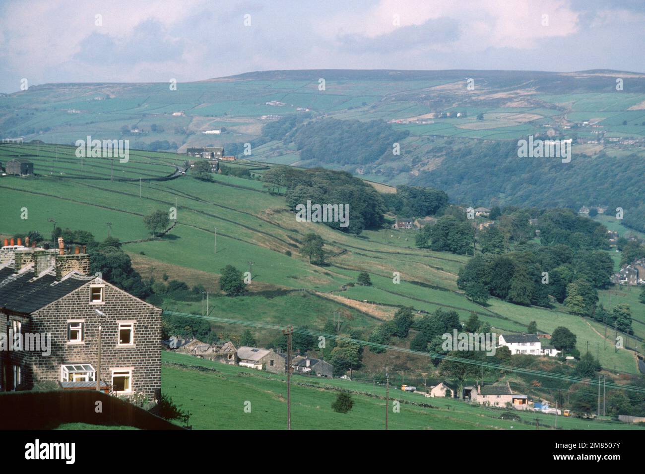 View over the Calder Valley in 1983, Sowerby, West Yorkshire Stock Photo