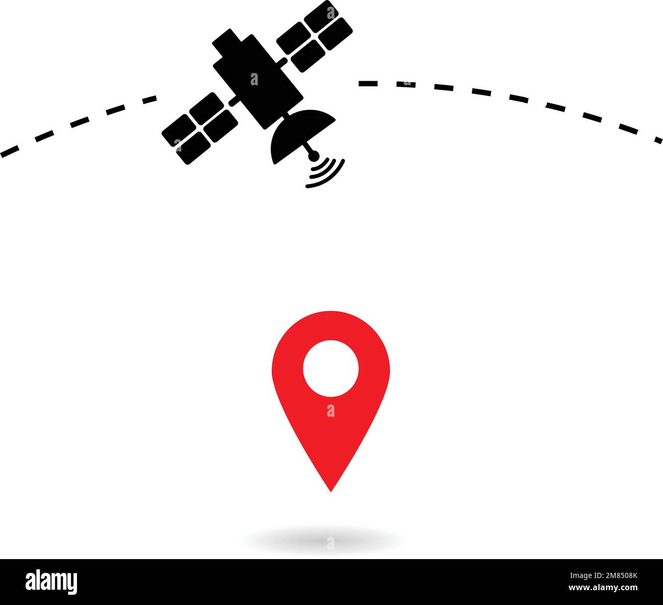 Satellite GPS navigation pictogram, vehicle navigation technology. Broadcasting vector illustration Stock Vector