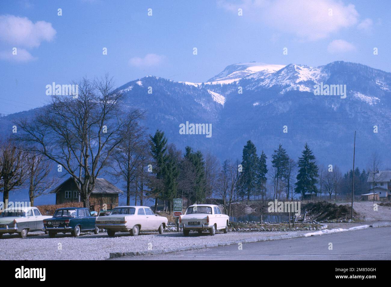 Car park at St Wolfgang in 1966, Upper Austria, Austria Stock Photo