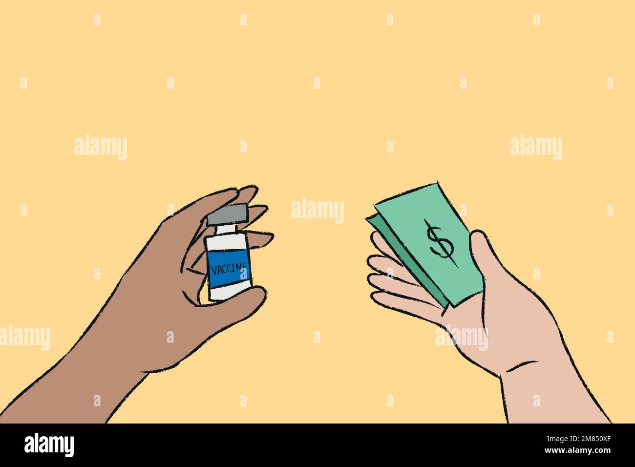 Vaccination hand drawn vector, big pharma concept Stock Vector