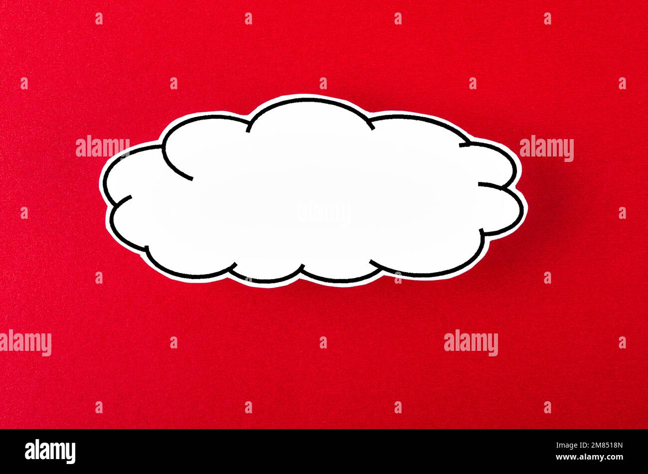 Speech bubble with copy space communication talking speaking concepts on red background. Stock Photo