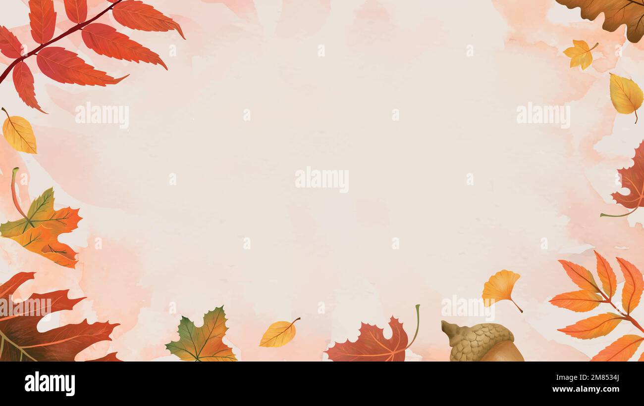 Autumn leaves frame vector on beige background Stock Vector Image & Art ...