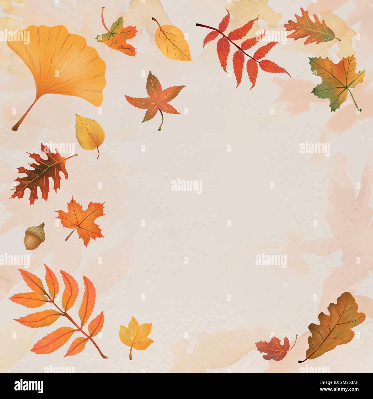 Fall leaves frame vector on beige background Stock Vector Image & Art ...