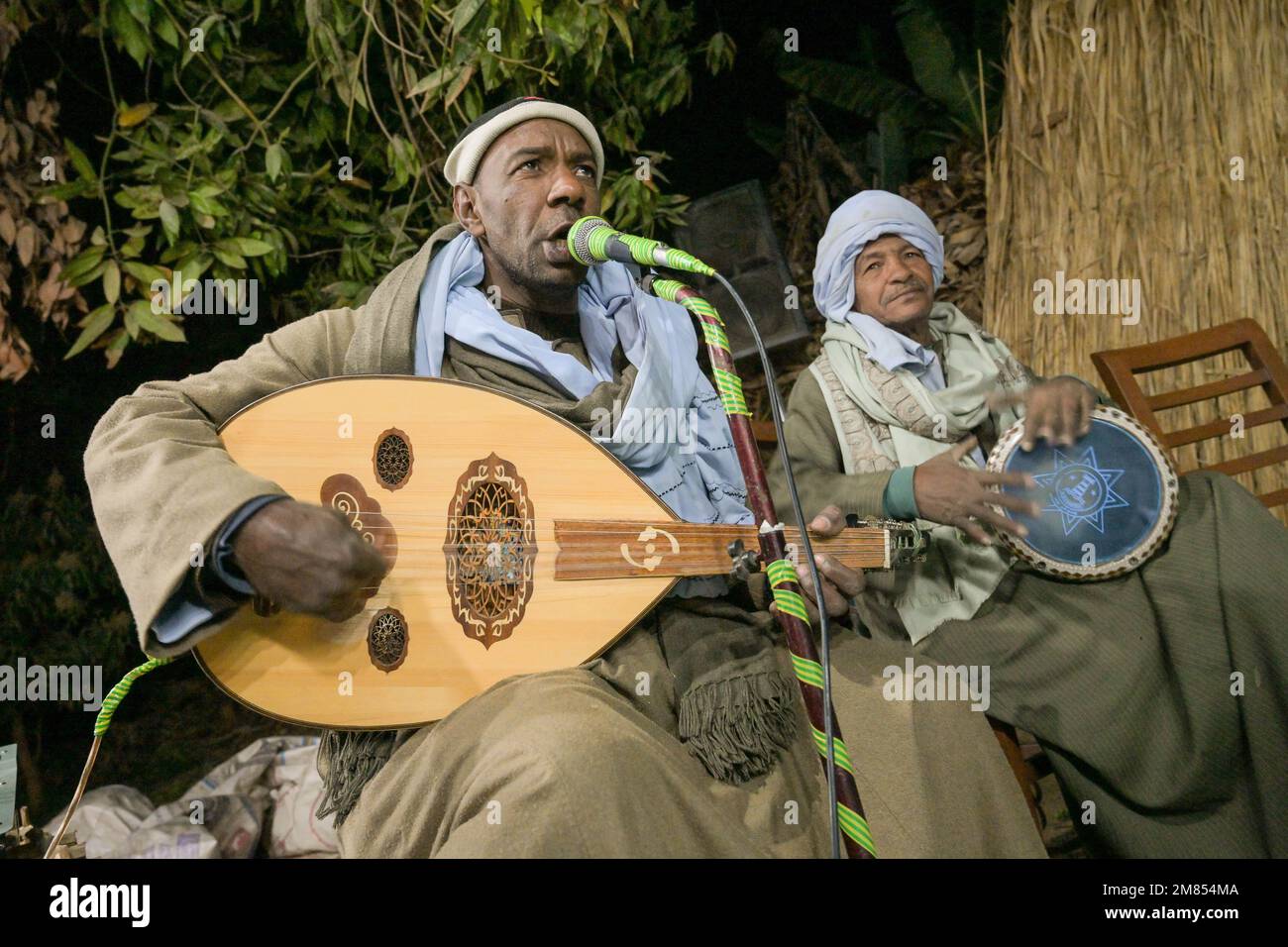 Konzert nubischer Musiker, Oud, Ägypten Stock Photo