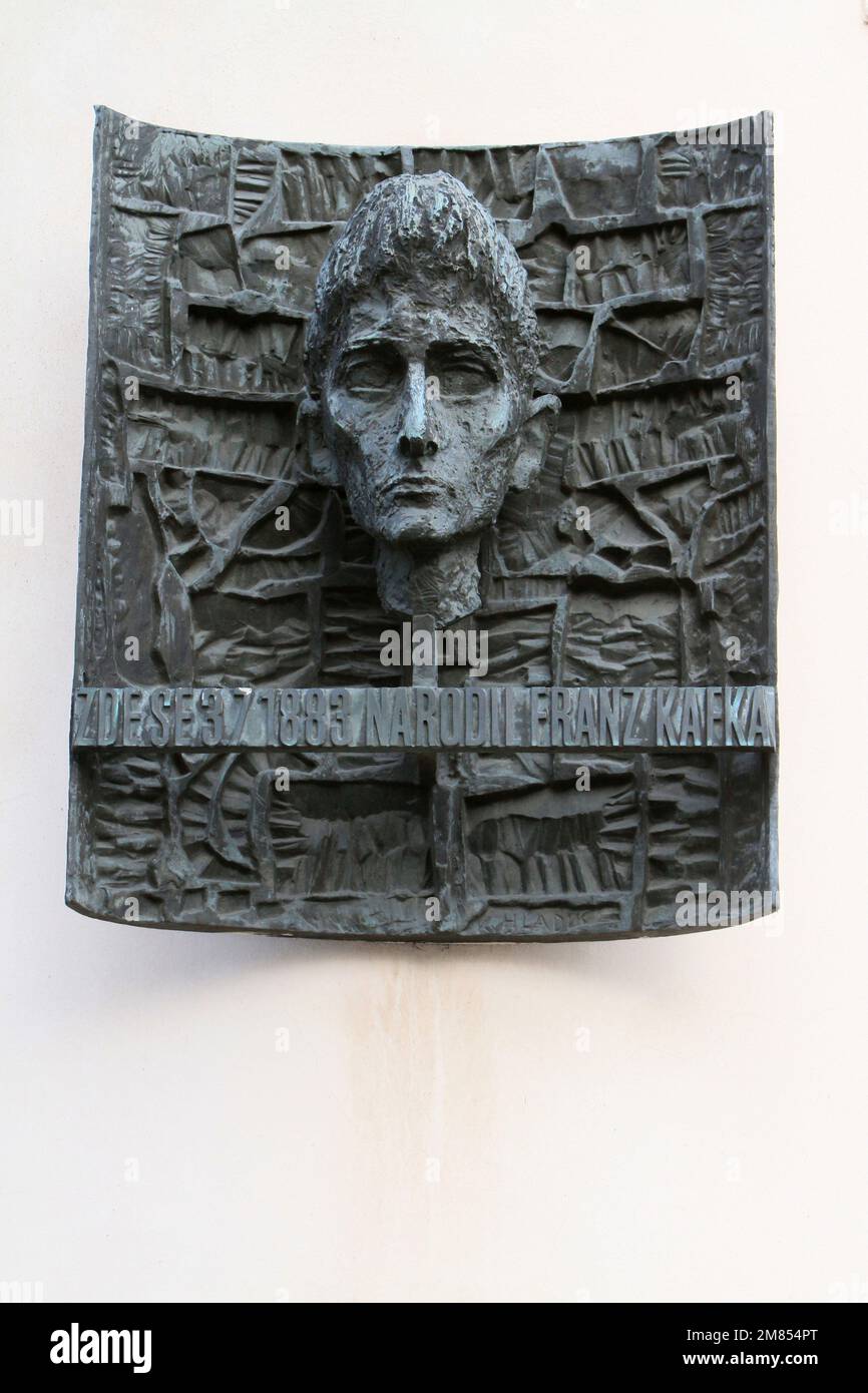 Plaque commémorative de l'écrivain, Franz Kafka. Prague. Tchèquie. Europe. Stock Photo