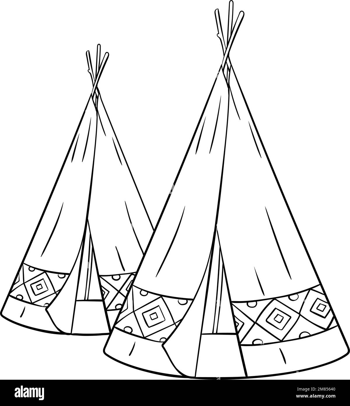Native American Indian Tepee Isolated Coloring  Stock Vector