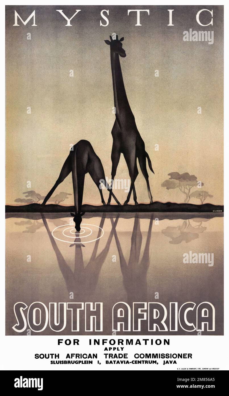 Mystic South Africa by Gayle Ullman (dates unknown). Poster published in 1930 in the UK. Stock Photo