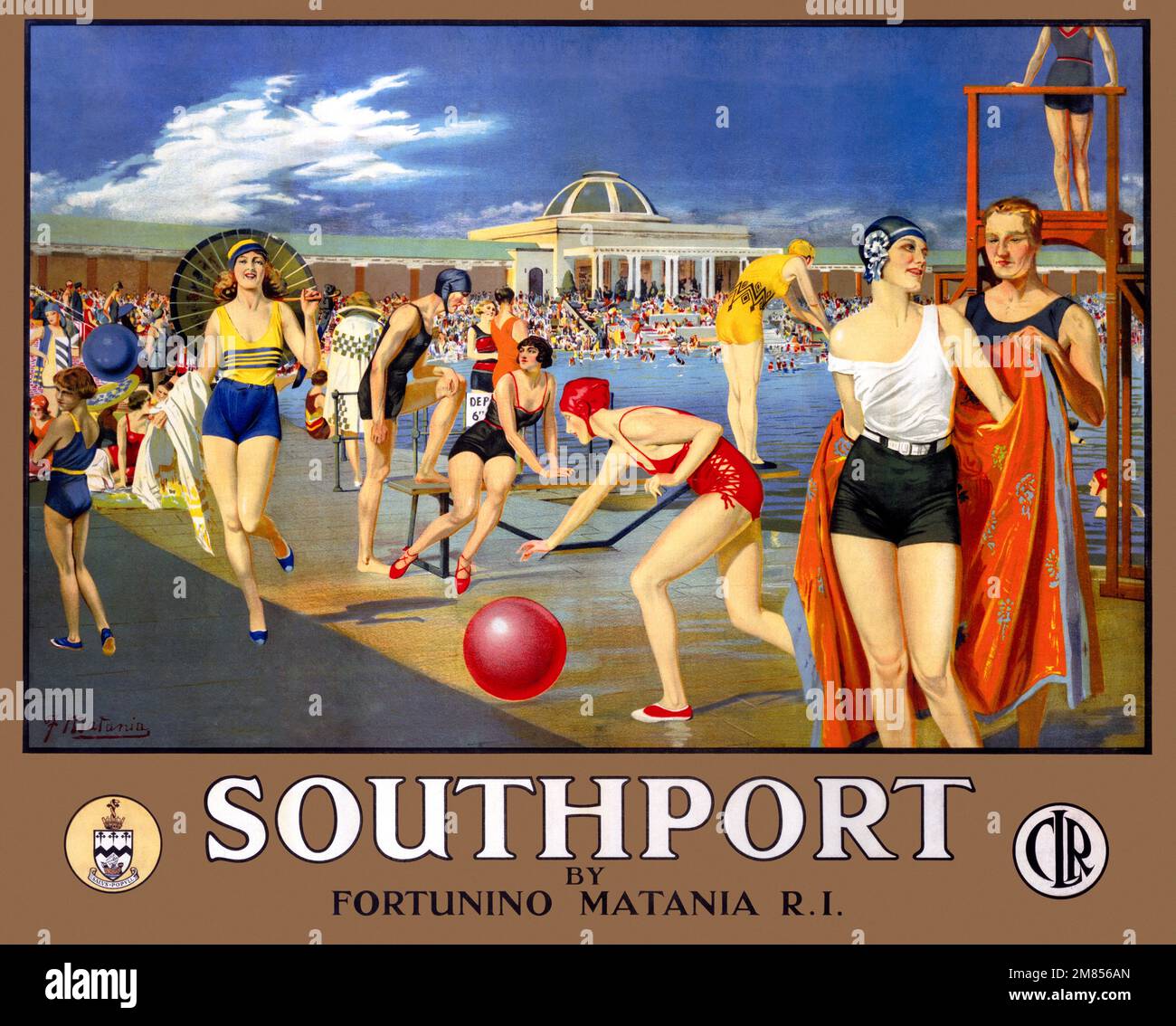 Southport by Fortunino Matania (1881-1963). Poster published in 1925 in the UK. Stock Photo