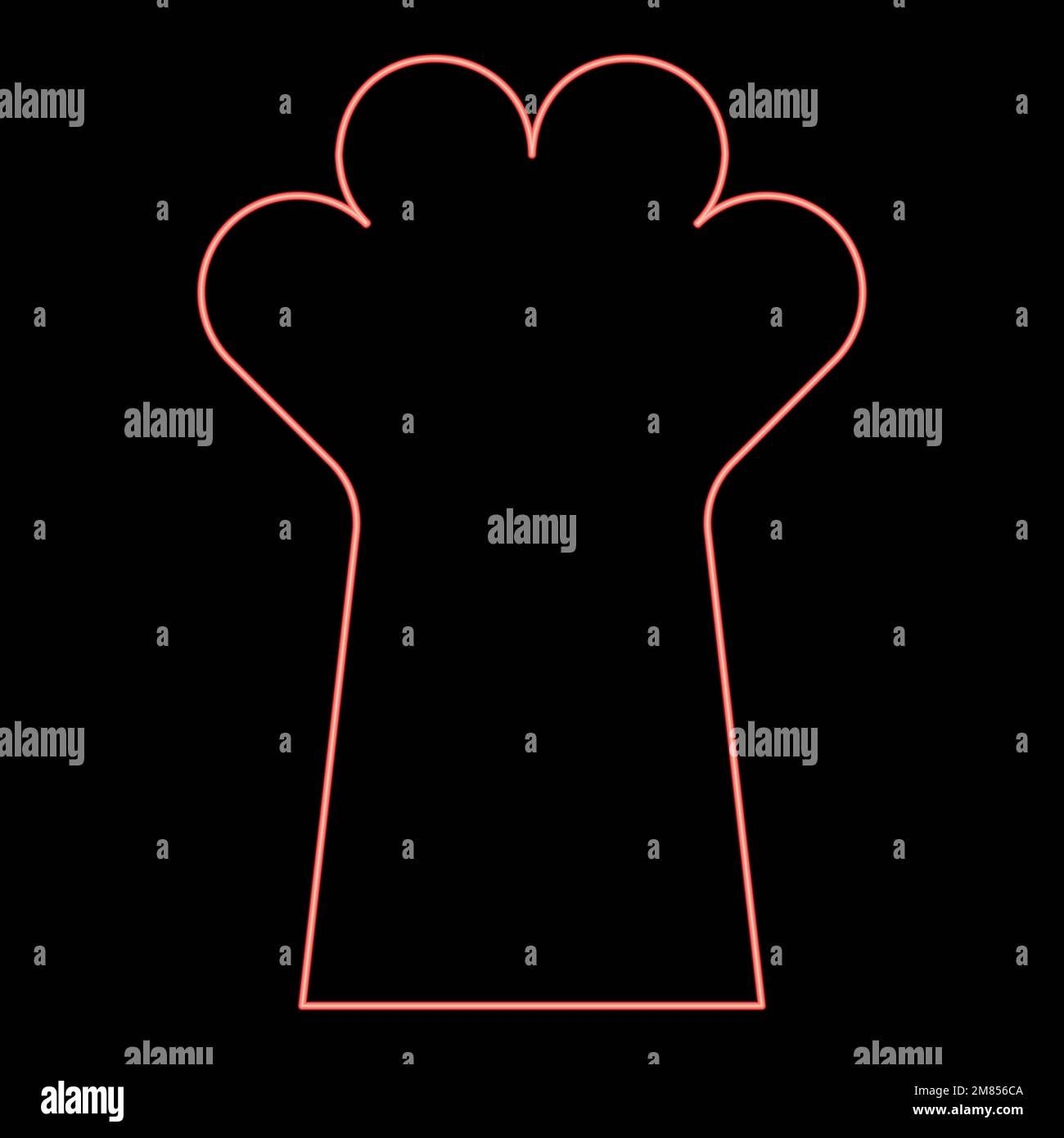 Neon cat paw foot cat's leg cute domestic animal red color vector