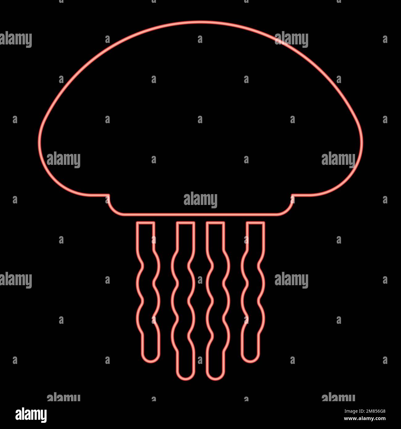 Neon jellyfish medusa marine animal underwater red color vector