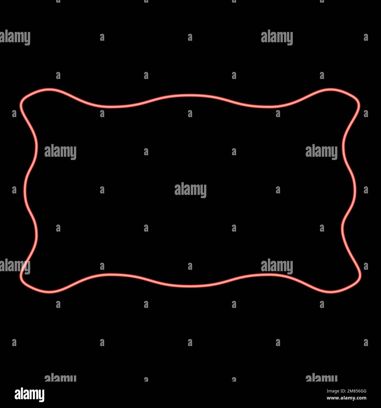 Neon rectangular banner layout wave shape frame application poster Blank mockup Empty template red color vector illustration image flat style light Stock Vector