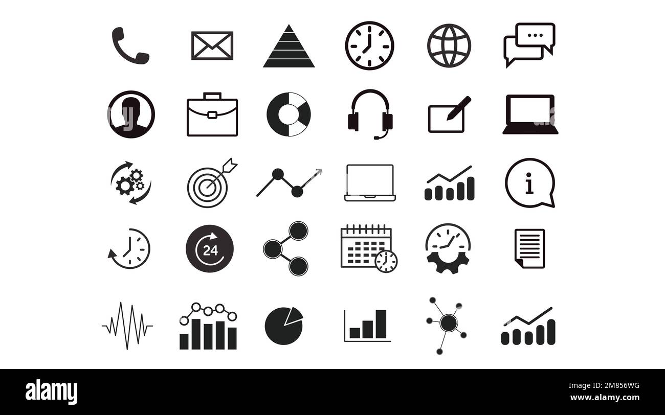Work and Productivity Icon Set. Vector isolet collection of work ...