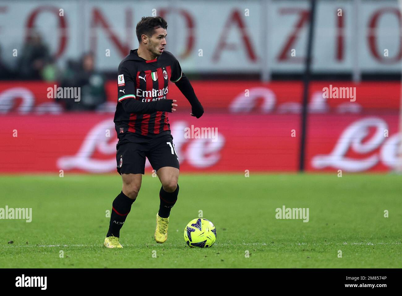 Brahim Diaz Of Ac Milan Controls The Ball During The Coppa Italia Match ...