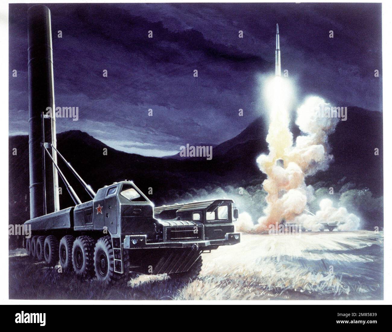 An artists's concept of a Soviet SS25 mobile intercontinental
