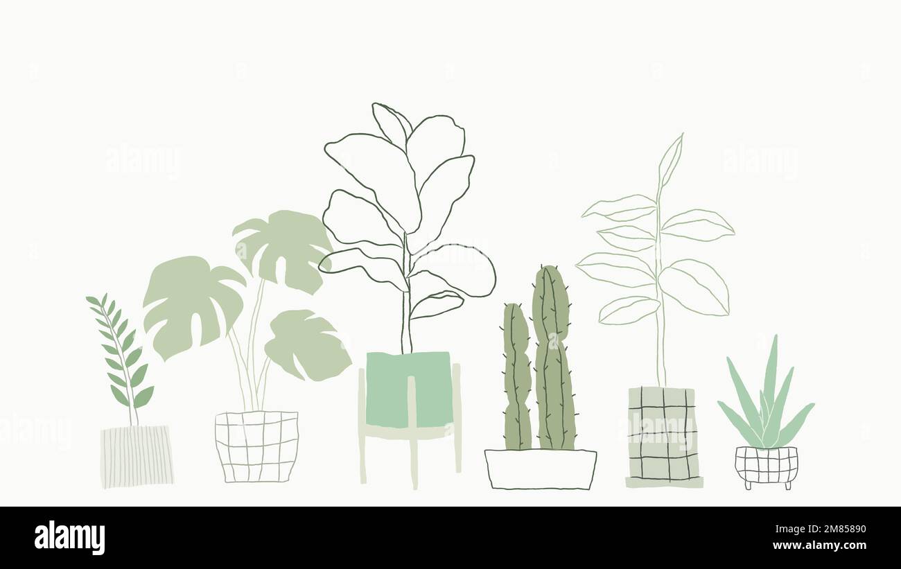 Simple green houseplant vector doodle Stock Vector