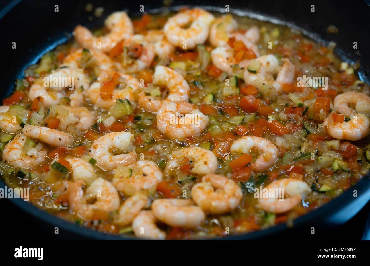 Spaghetti alla busara pasta with shrimps an Italien specialty Stock ...