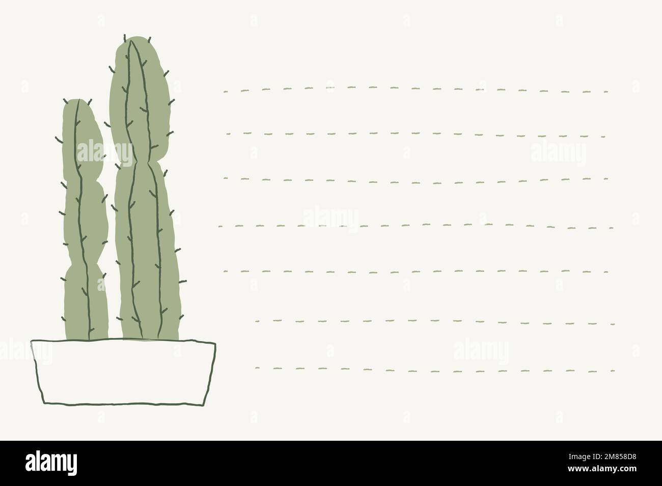 Potted cactus doodle vector and lined note background Stock Vector