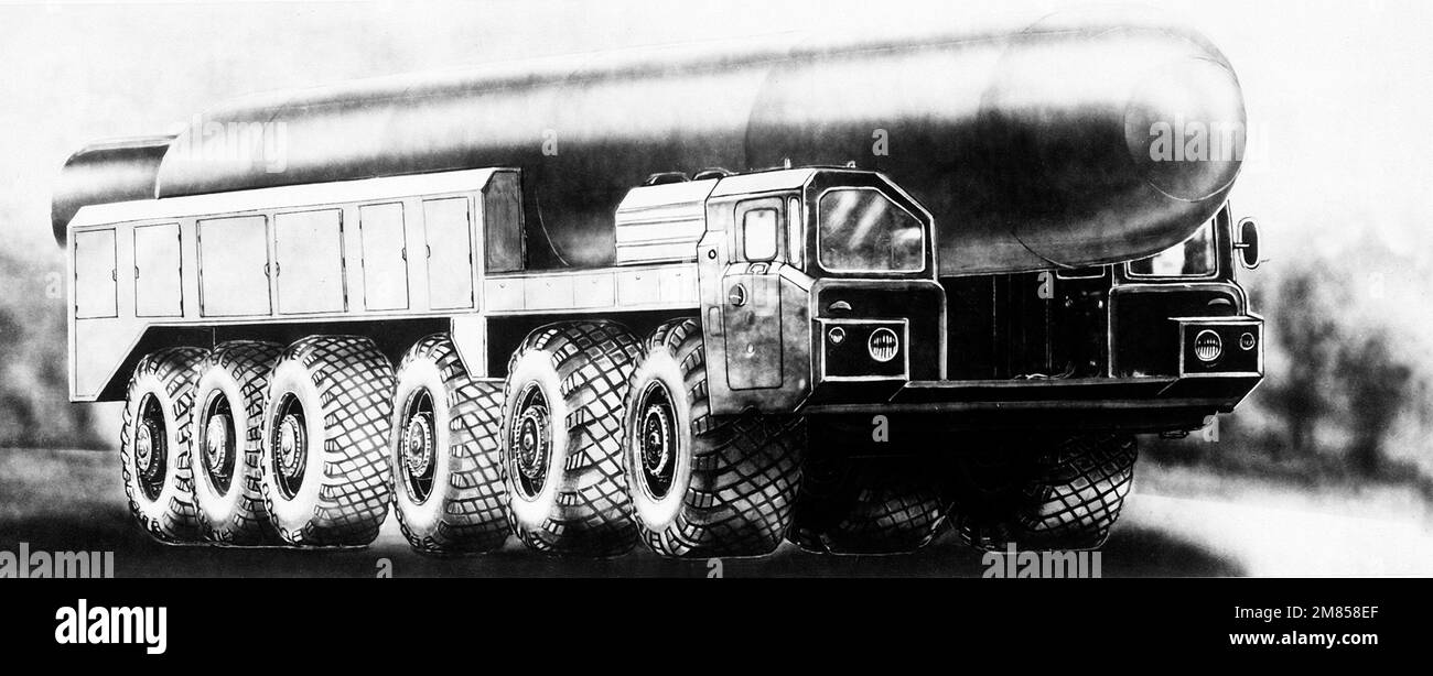 An artist's concept of a Soviet SS20 long range intercontinental