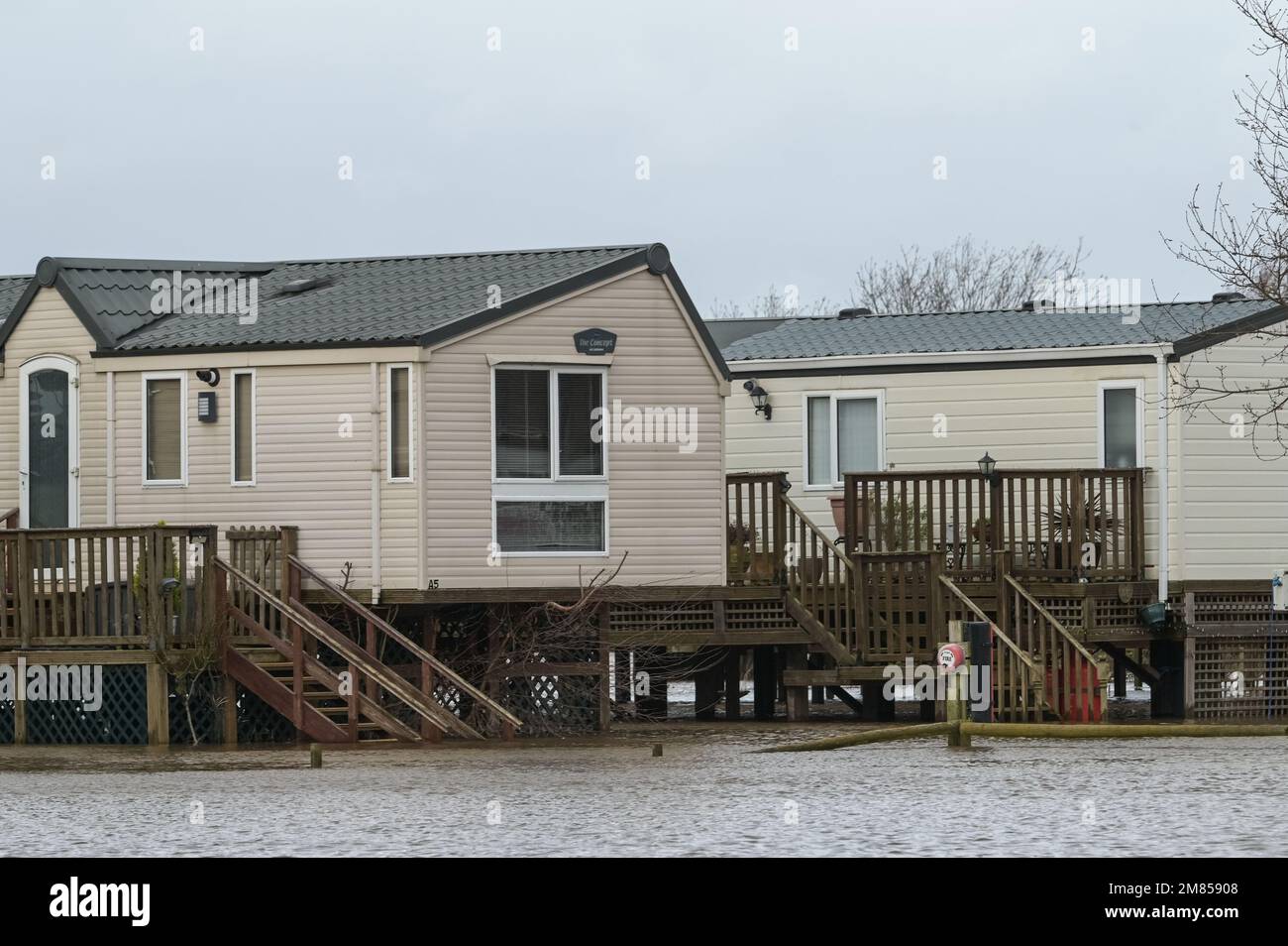 Kempsey, Worcestershire, January 12th 2023 Holiday caravans at the