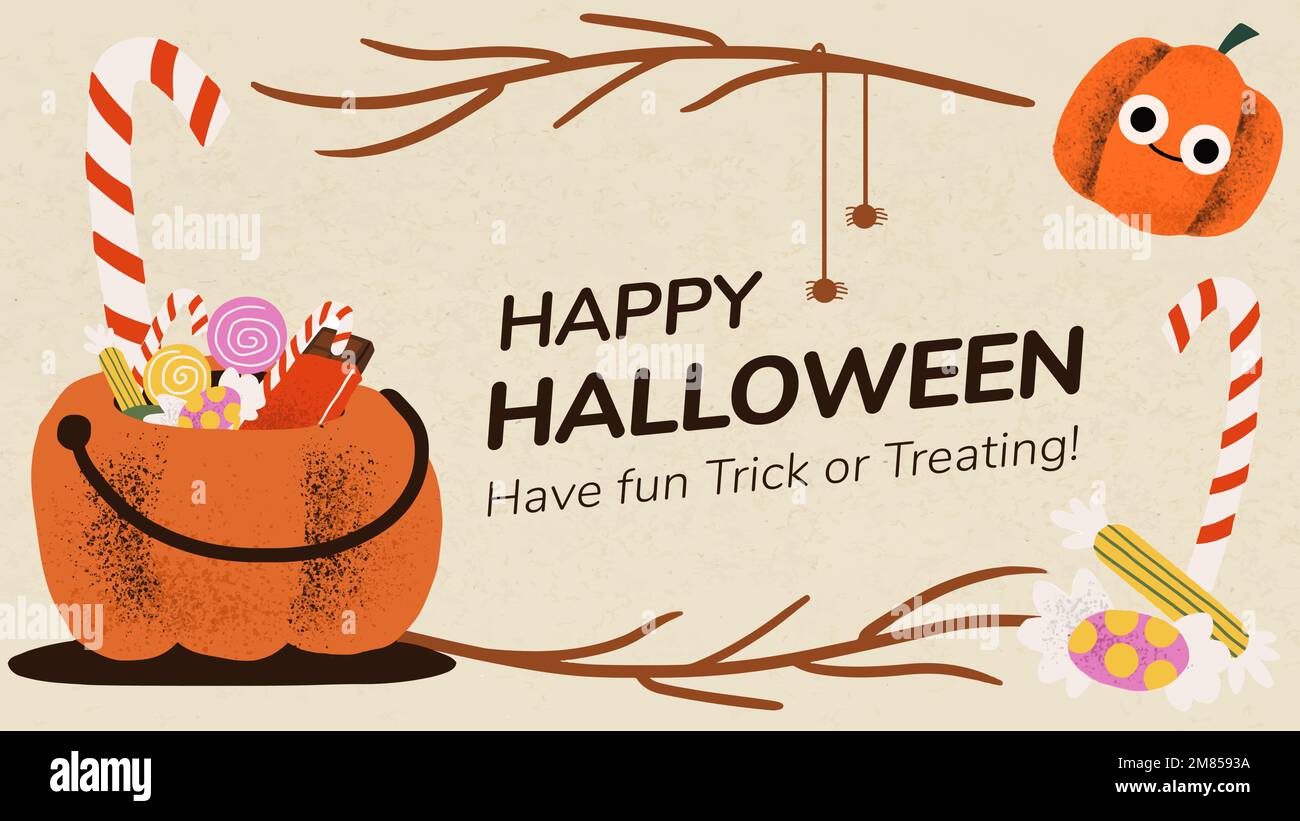 Halloween banner template vector, cute pumpkin illustration Stock Vector