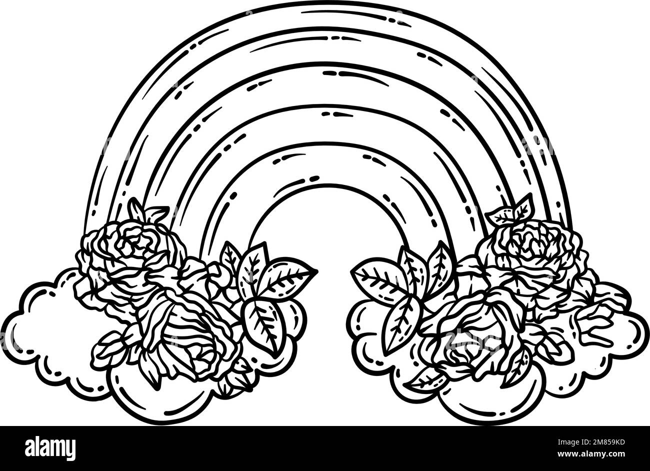 Coloring Pages Of Rainbows And Flowers