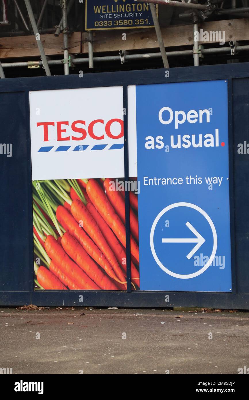 LONDON, UK - Jan, 11, 2023: Tesco store sign. Stock Photo