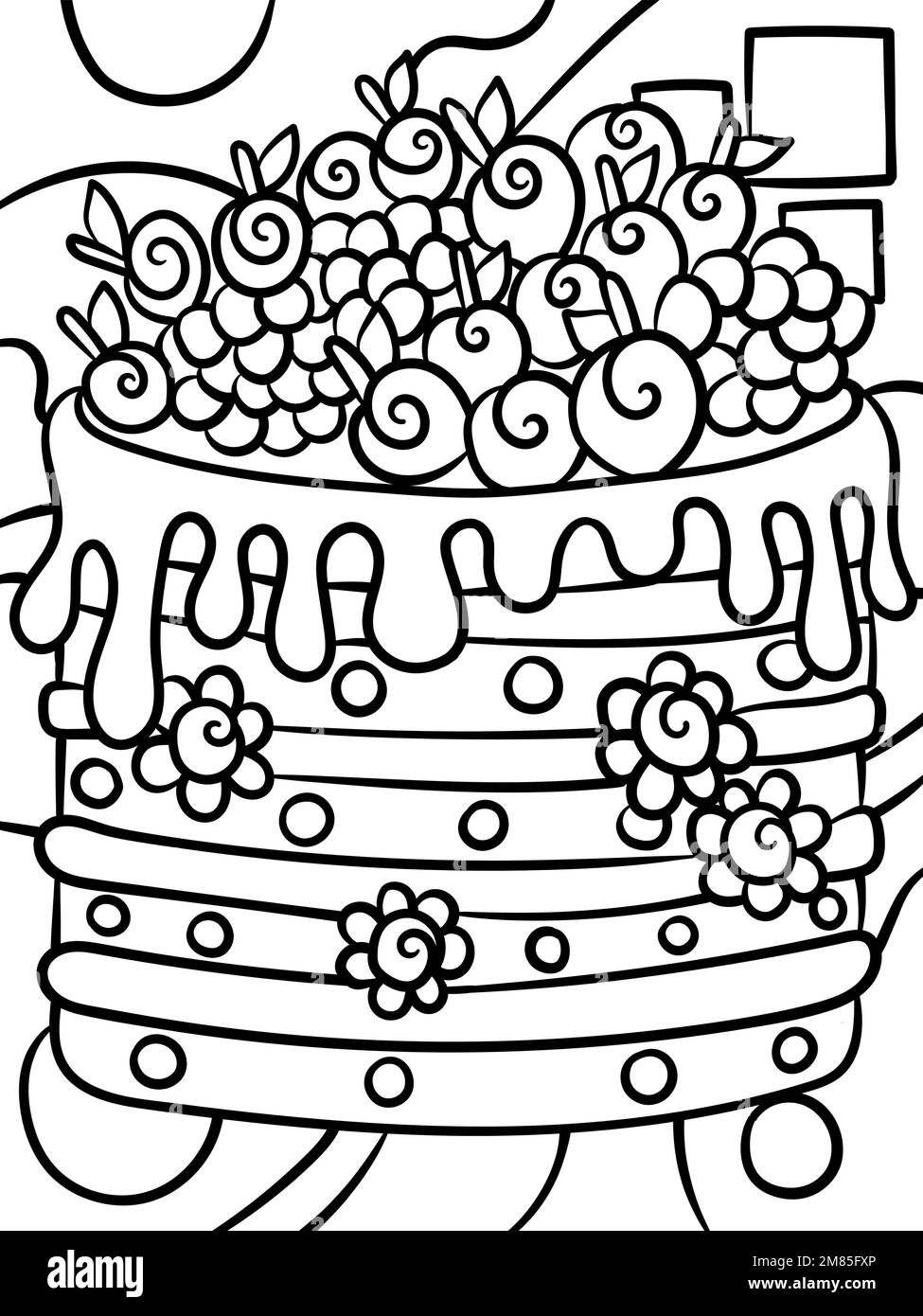 Cake Sweet Food Coloring Page for Kids Stock Vector Image & Art - Alamy