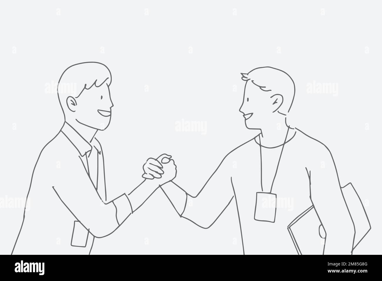 People doodle vector colleagues holding hands characters Stock Vector