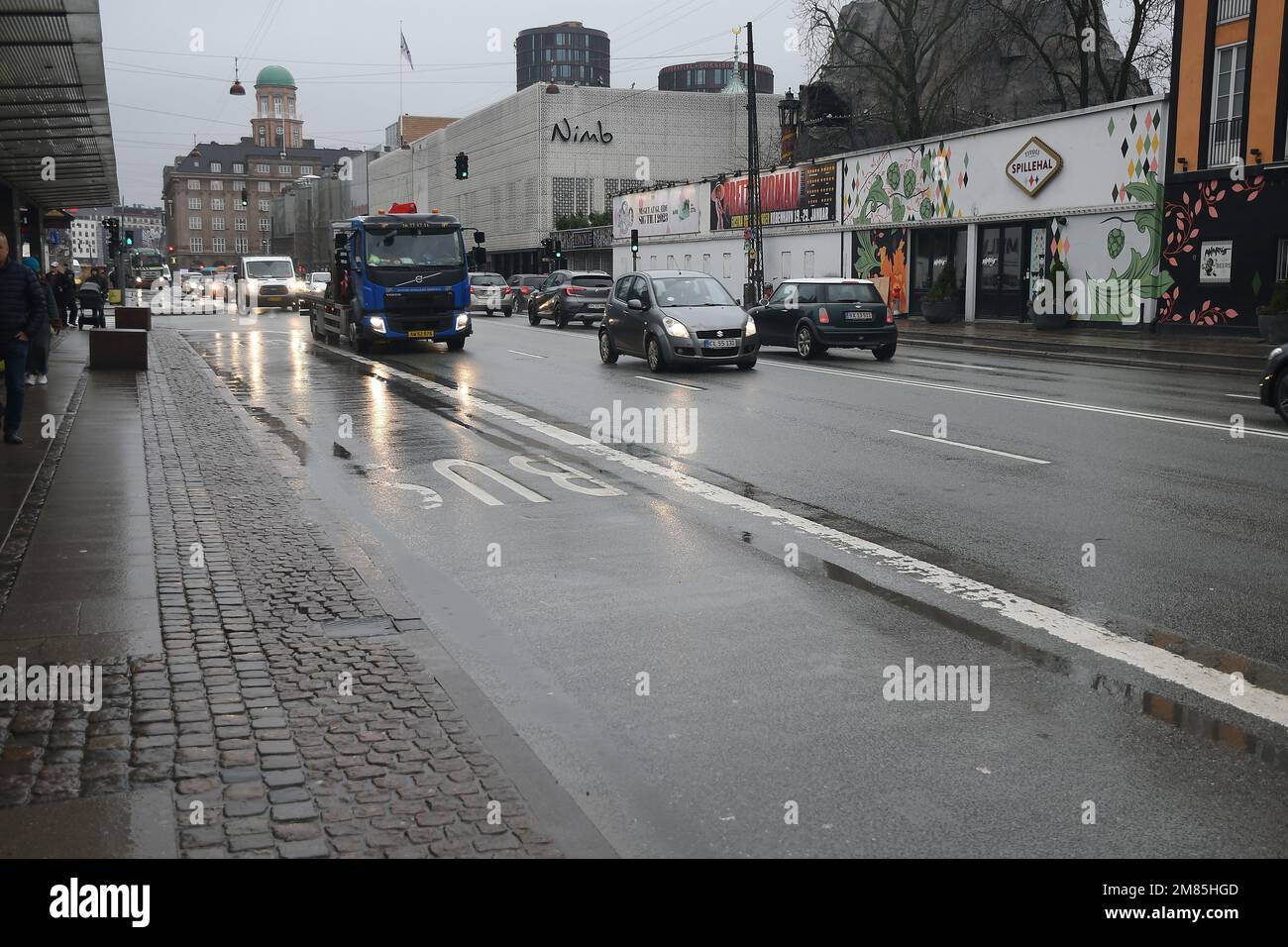 Copenhagen /Denmmark/12 January 2023/Weather rainy fall in danish capital Copenhagen Denmark