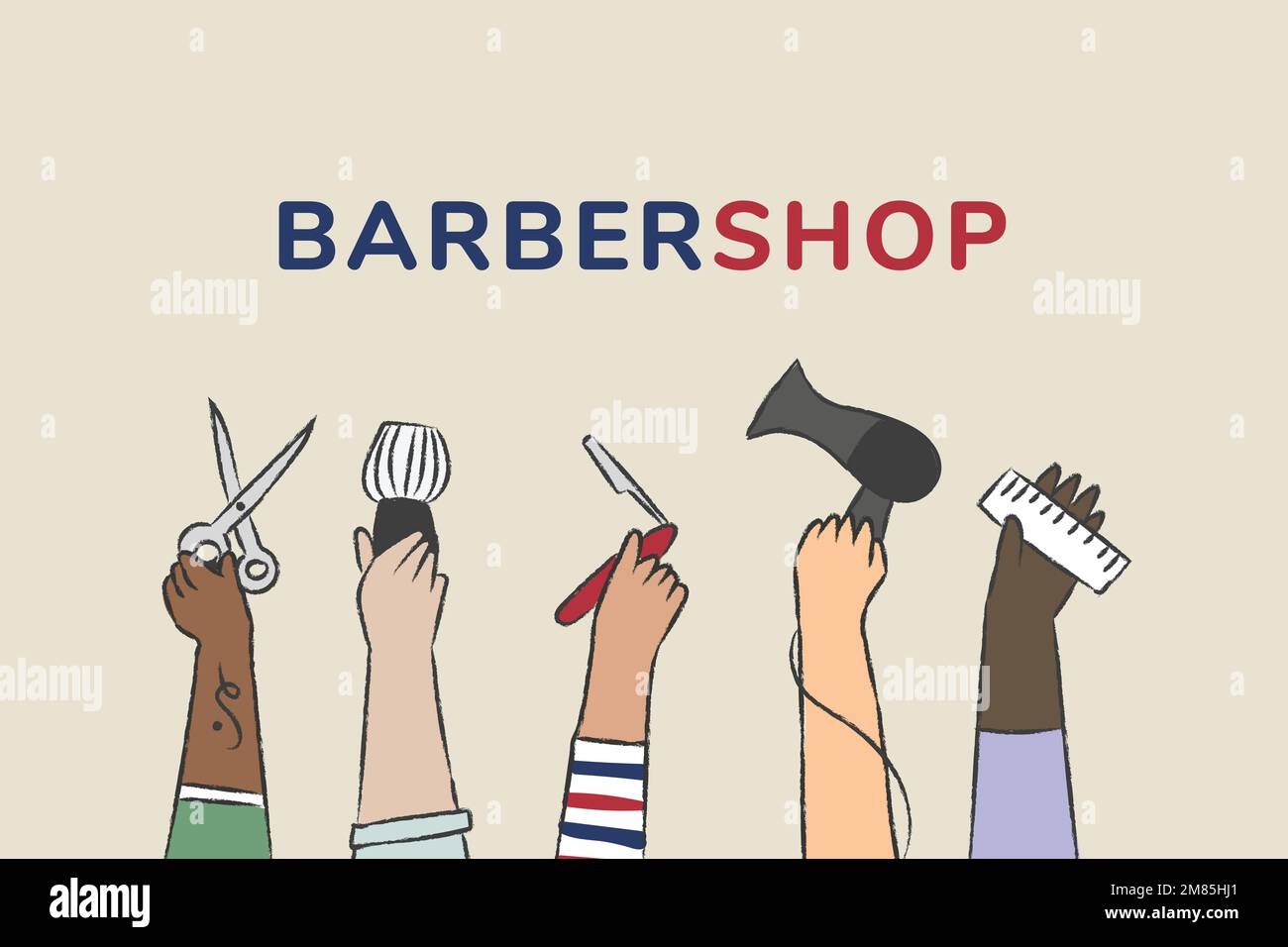 Job template vector with barbershop text Stock Vector