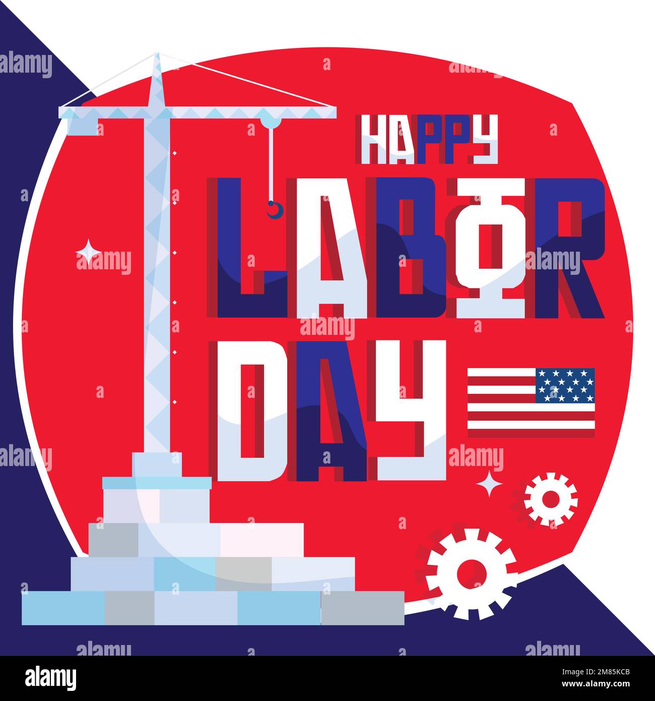 Colored labor day poster with construction crane Vector Stock Vector ...