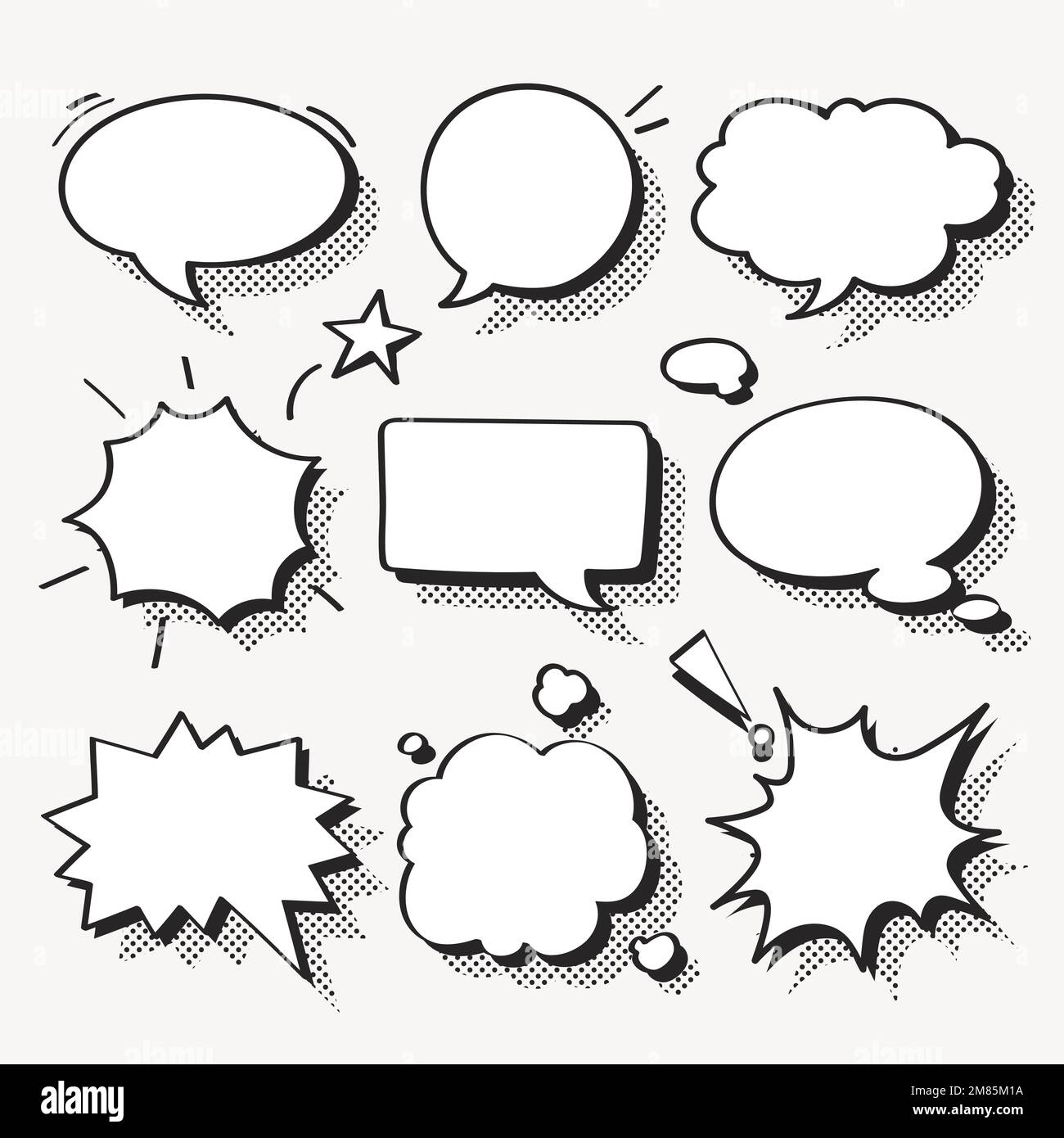 Speech bubble vector in halftone style set Stock Vector