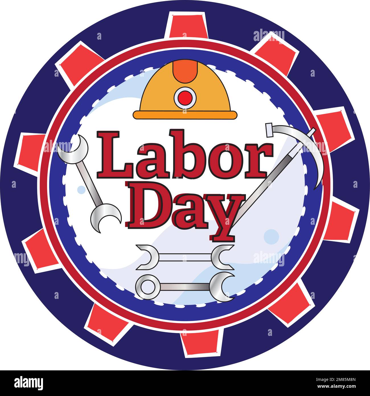 Colored labor day poster with gear label and worker tools Vector Stock ...